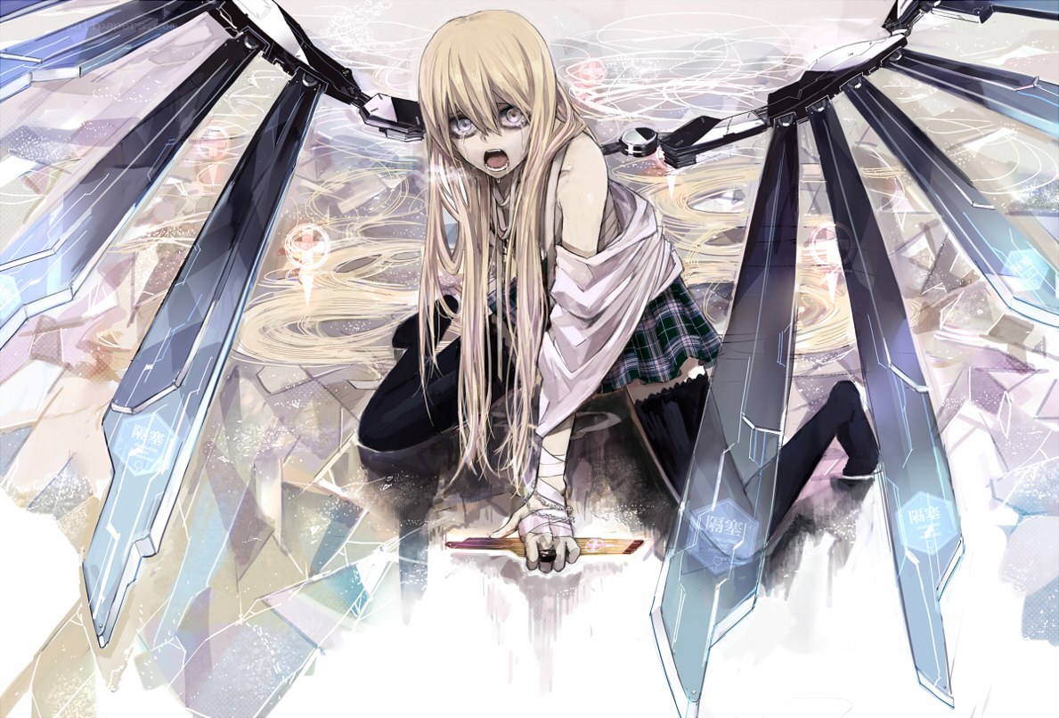 anime girl with mechanical wings