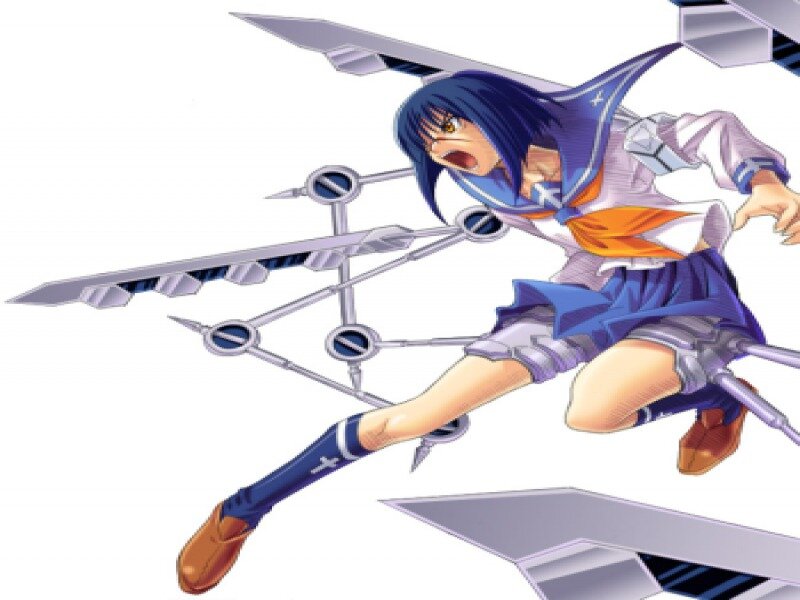 Anime Girl with Mechanical Wings — Blue, Action