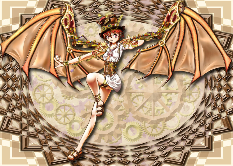 Anime Girl with Mechanical Wings — Brown