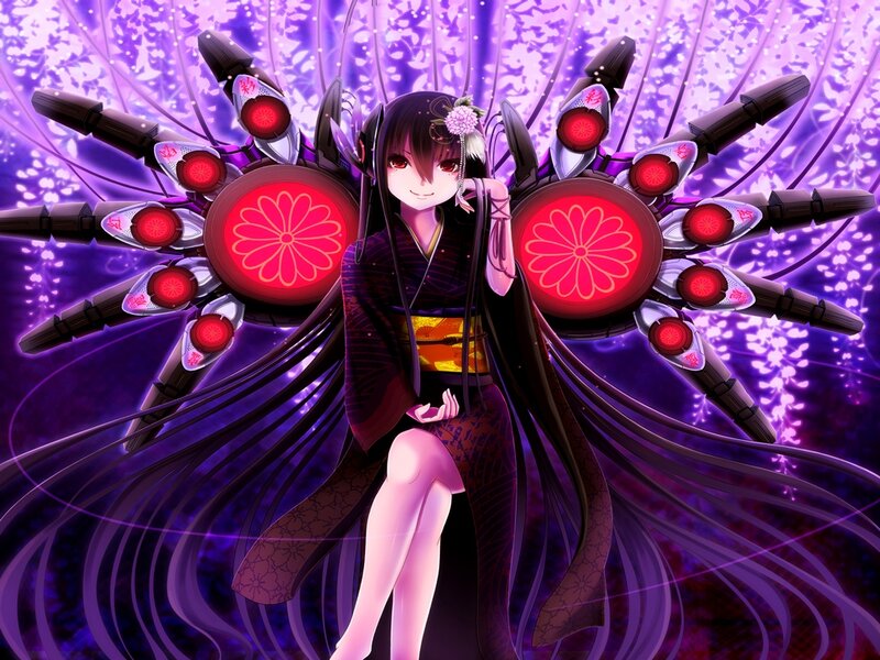 Anime Girl with Mechanical Wings — Purple, Dramatic