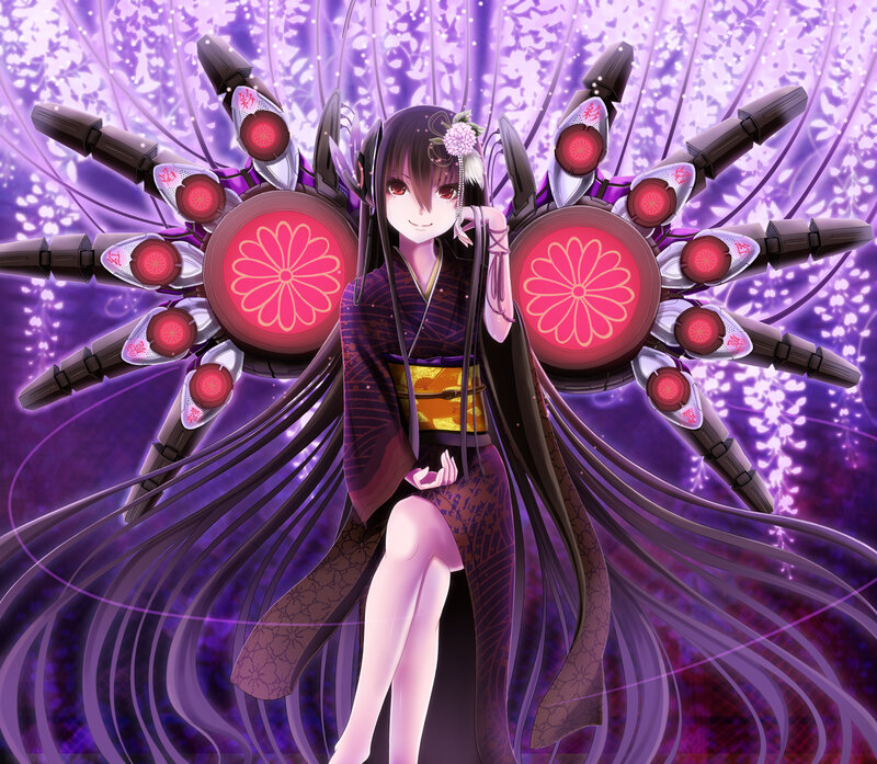 Anime Girl with Mechanical Wings — Purple