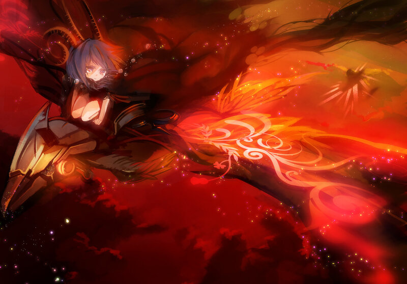 Anime Girl with Mechanical Wings — Red