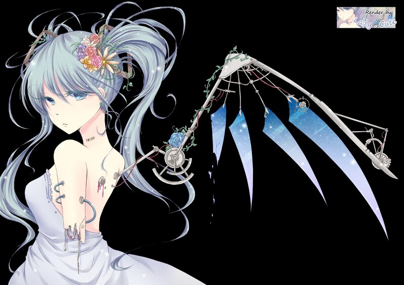 Anime Girl with Mechanical Wings — White, Dramatic, Night