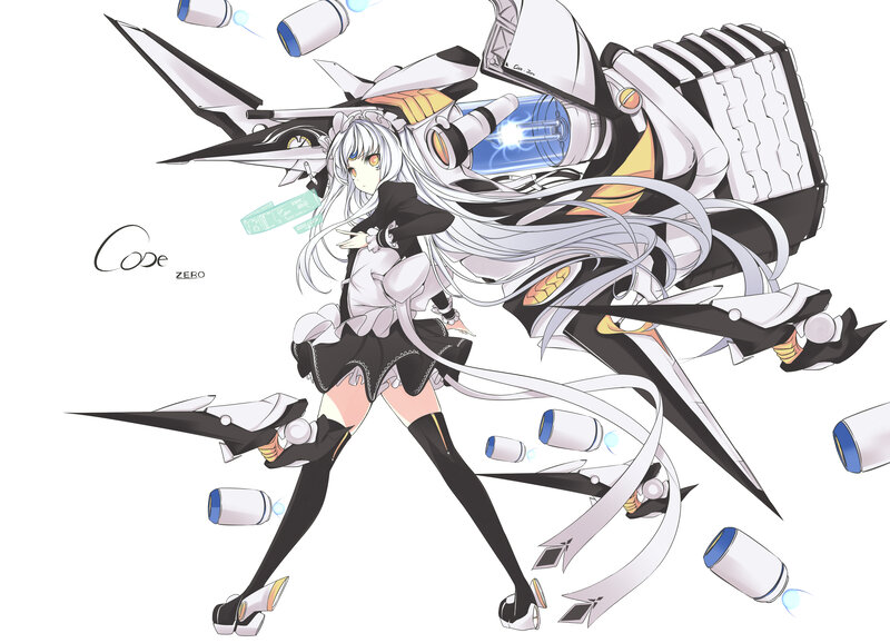 Anime Girl with Mechanical Wings — White, Dynamic
