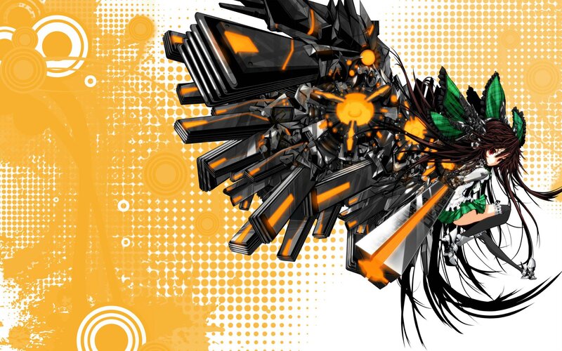 Anime Girl with Mechanical Wings — Yellow