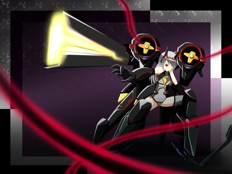 Anime Girl with Mechs — Black