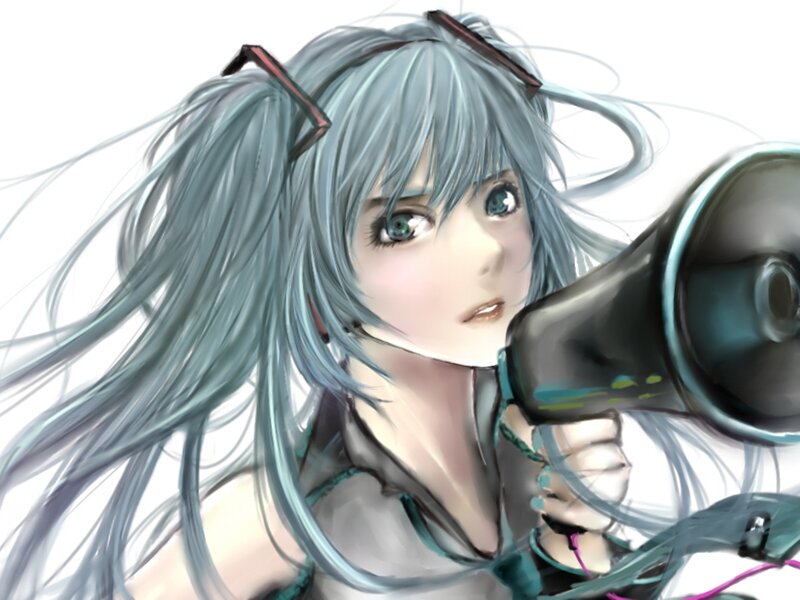 Anime Girl with Megaphone — Blue
