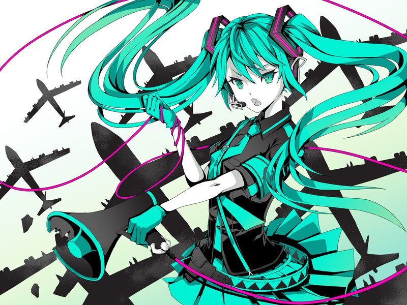 Anime Girl with Megaphone — Cyan, Dramatic