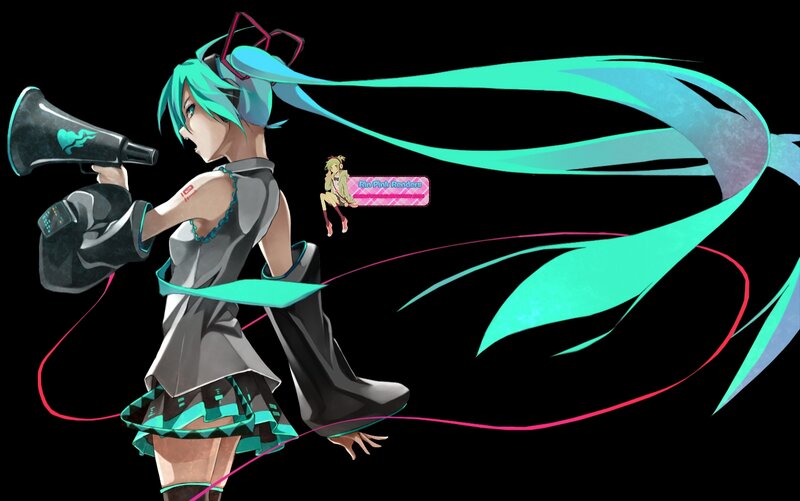 Anime Girl with Megaphone — Cyan, Dynamic, Digital Art