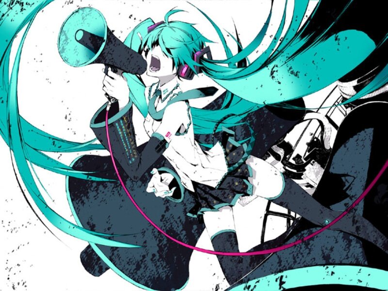 Anime Girl with Megaphone — Cyan, Dynamic