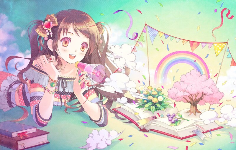 Anime Girl with Megaphone — Pink, Festive