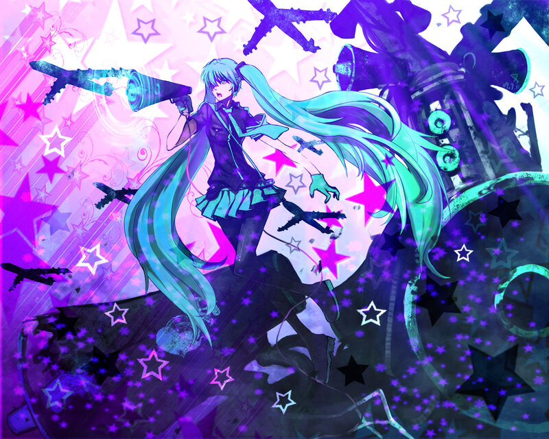 Anime Girl with Megaphone — Purple, Dramatic, Energetic