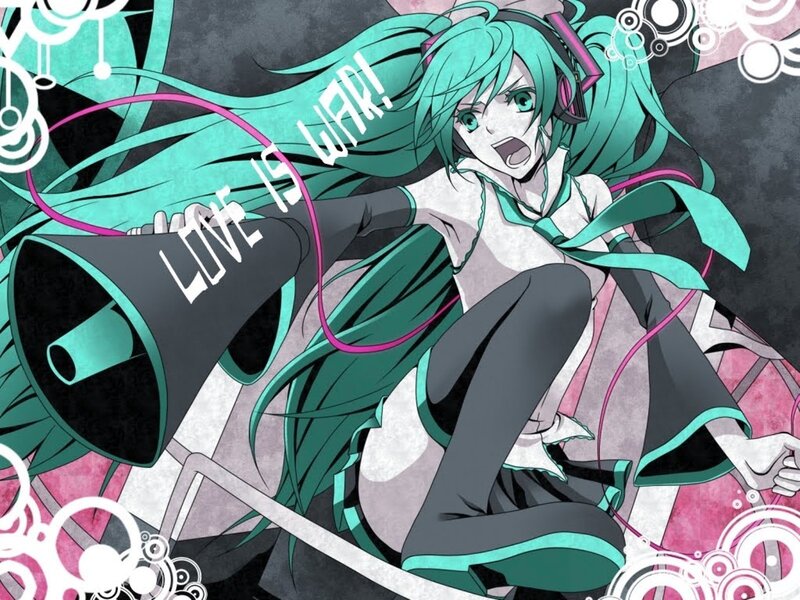 Anime Girl with Megaphone — Teal, Energetic