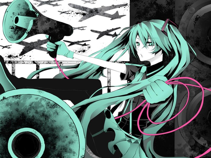 Anime Girl with Megaphone — Teal