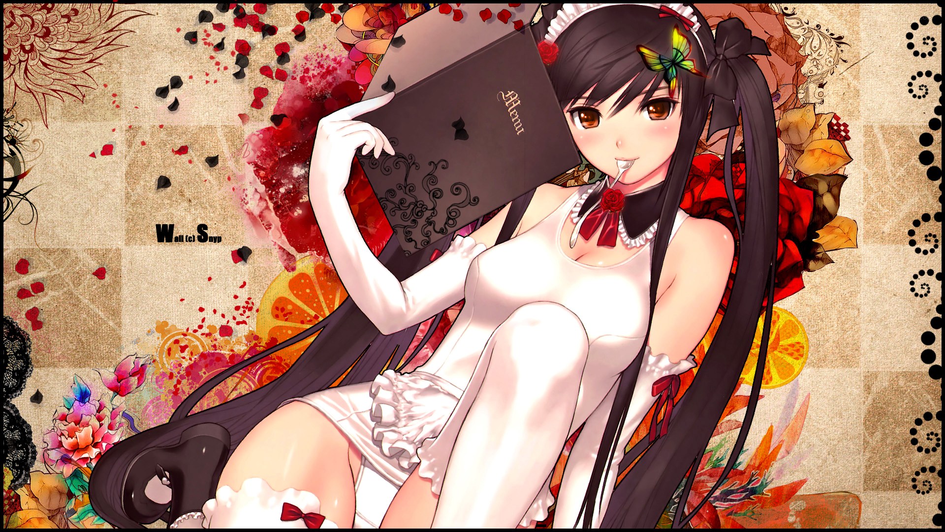 anime girl with menu