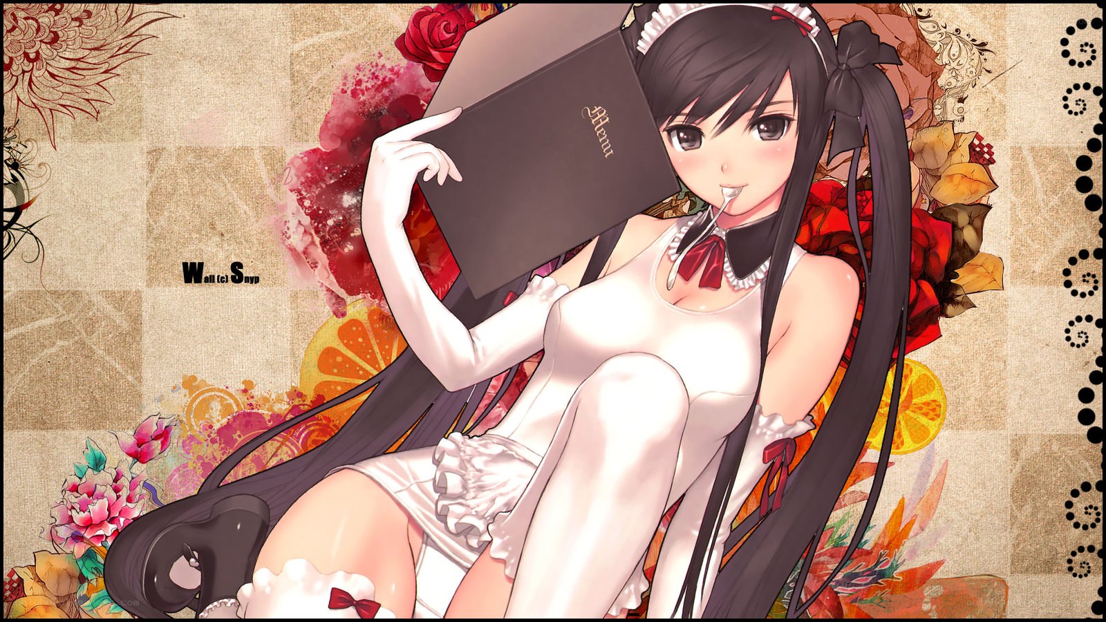 anime girl with menu