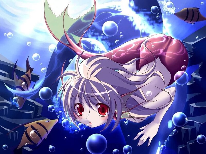 Anime Girl with Mermaid Tail — Blue