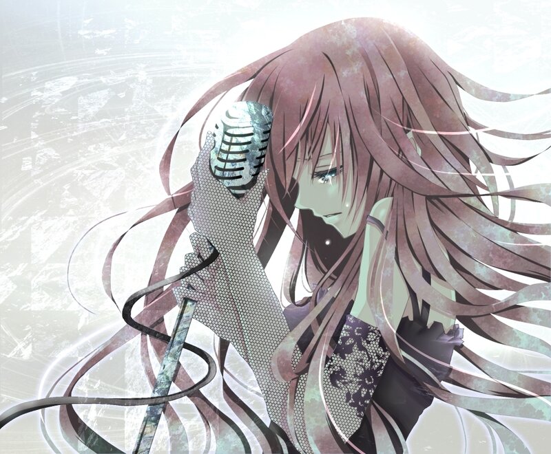 anime girl with microphone