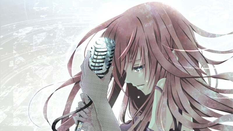 anime girl with microphone