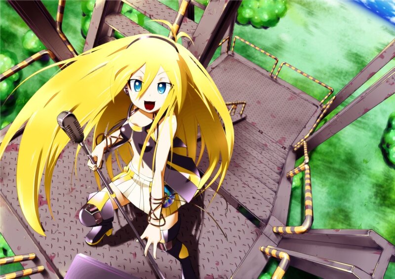 Anime girl with microphone
