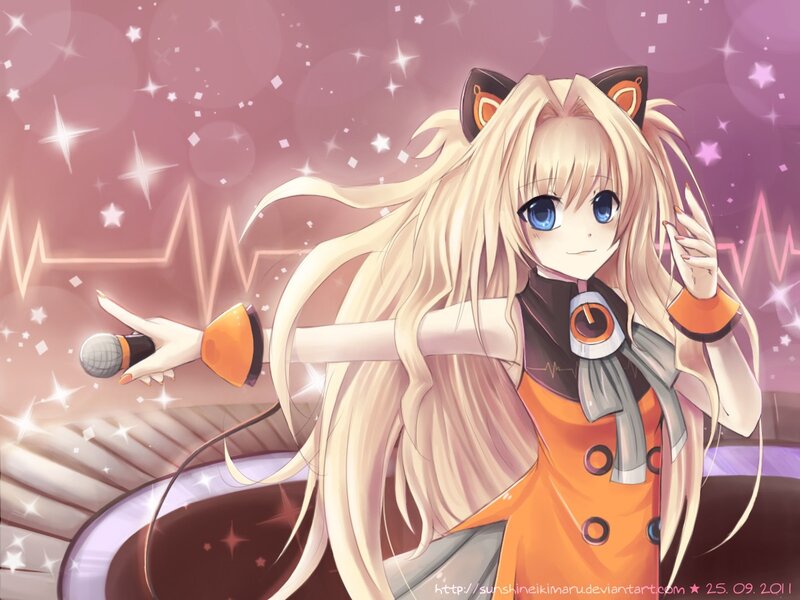Anime girl with microphone