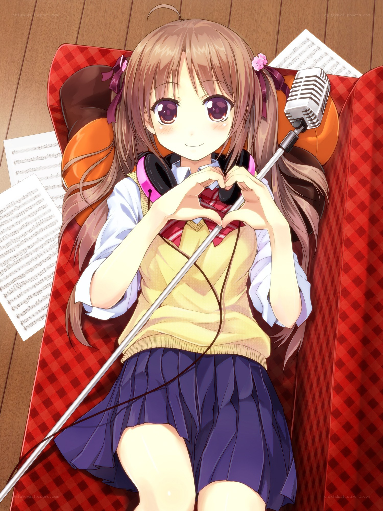 Anime girl with microphone