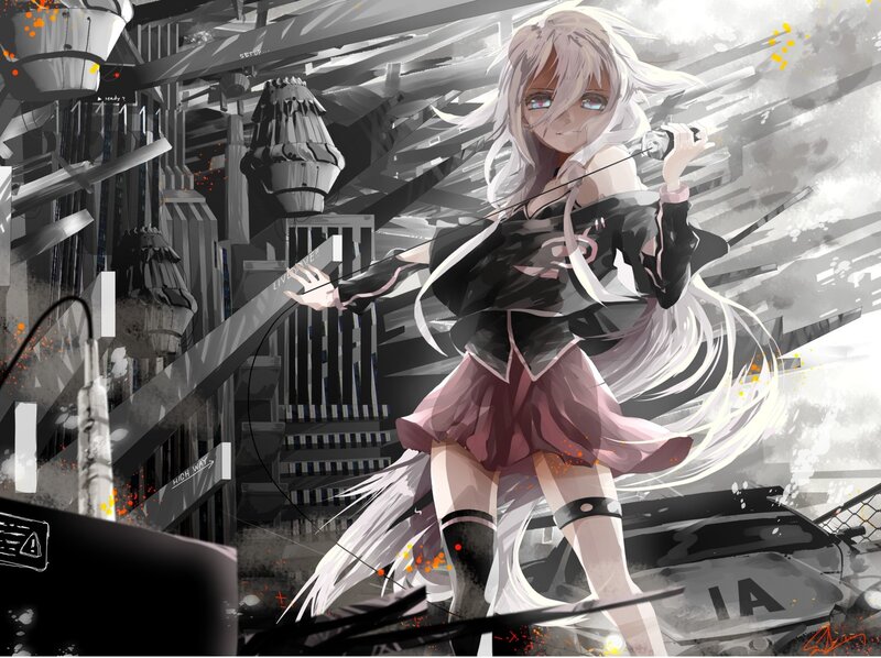 Anime girl with microphone