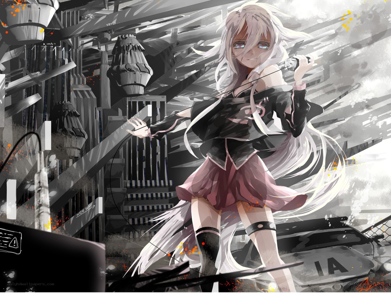 Anime girl with microphone