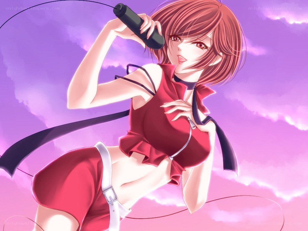 anime girl with microphone