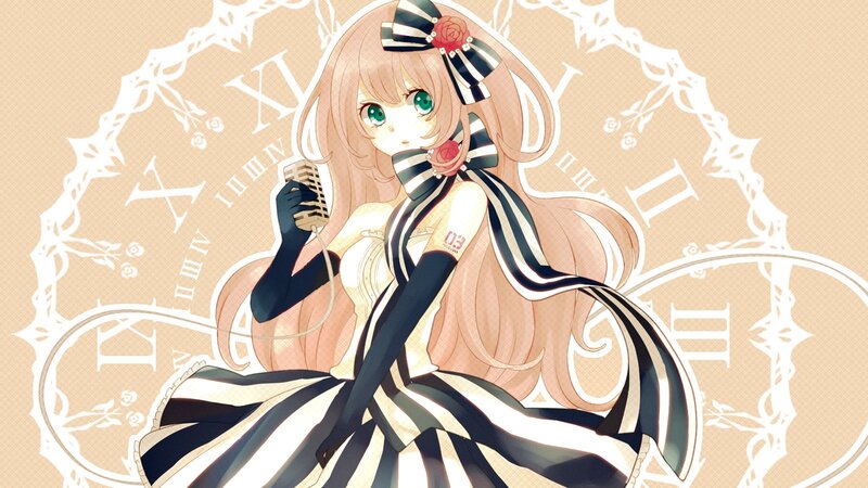 Anime Girl with Microphone — Beige