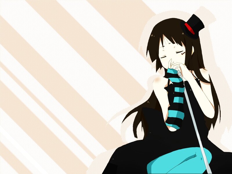 Anime Girl with Microphone — Black, Calm
