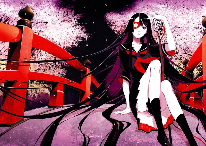 Anime Girl with Microphone — Black, Dramatic, Night, Manga