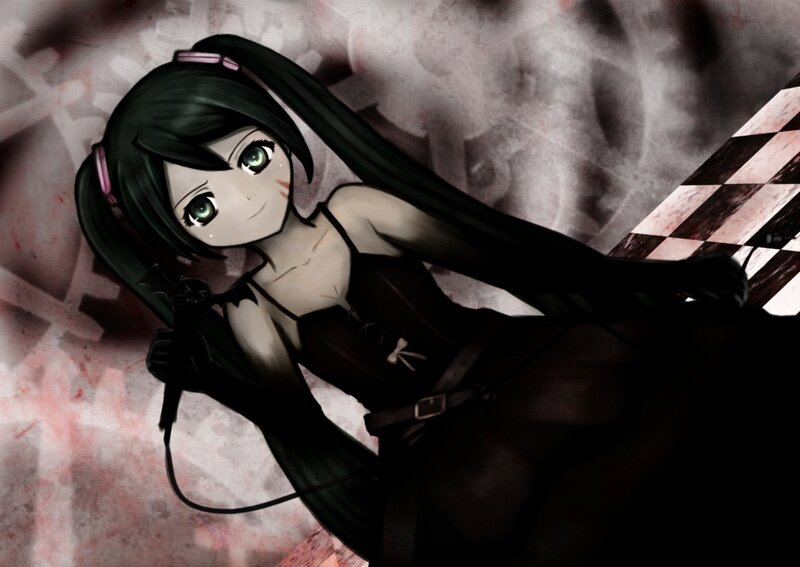 Anime Girl with Microphone — Black, Dramatic