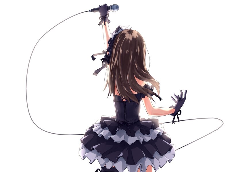 Anime Girl with Microphone — Black, Dynamic