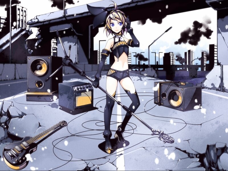 Anime Girl with Microphone — Black