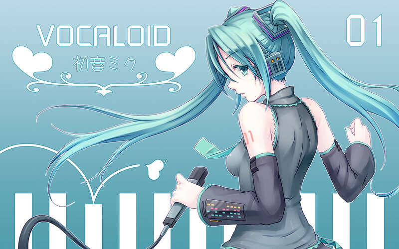 Anime Girl with Microphone — Blue, Calm, Digital Art, Headset
