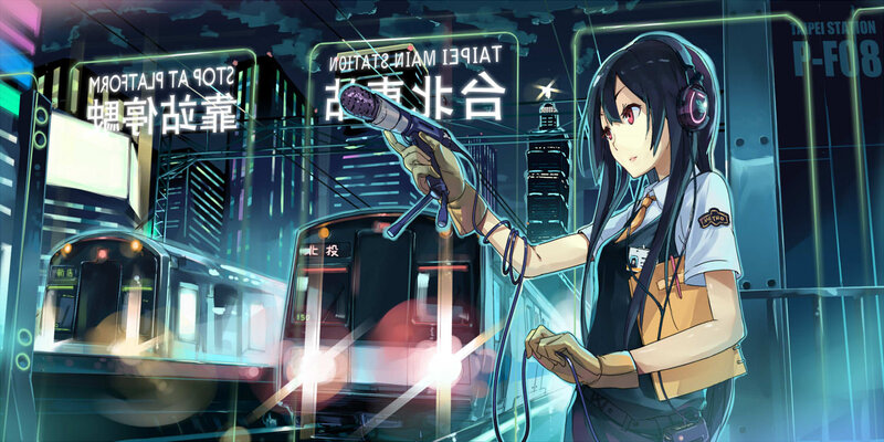 Anime Girl with Microphone — Blue, Dramatic
