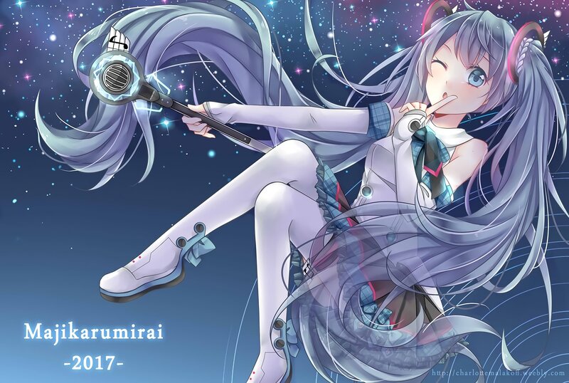 Anime Girl with Microphone — Blue, Dreamy