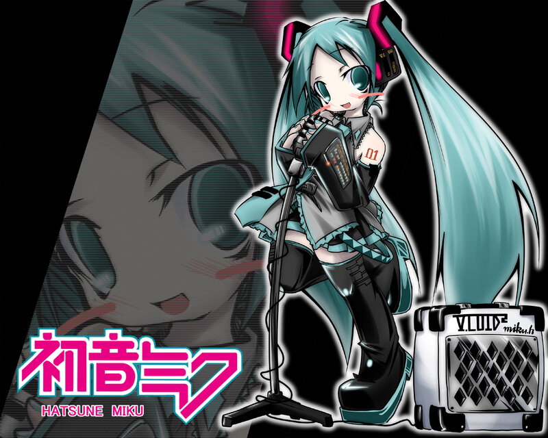 Anime Girl with Microphone — Cyan, Dramatic