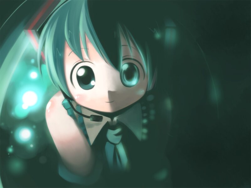 Anime Girl with Microphone — Green, Dark