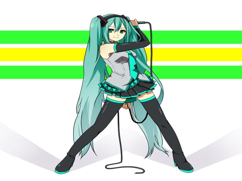 Anime Girl with Microphone — Green, Energetic, Headphones