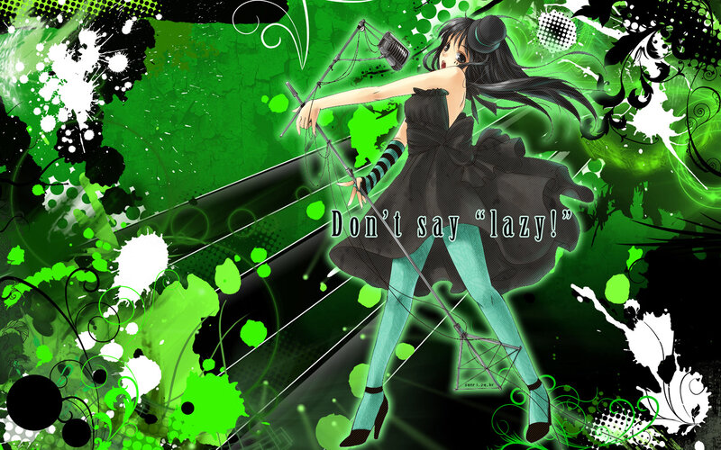 Anime Girl with Microphone — Green, Energetic