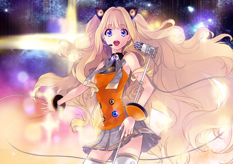 Anime Girl with Microphone — Orange, Energetic