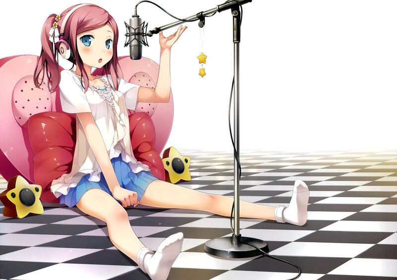 Anime Girl with Microphone — Pink, Calm