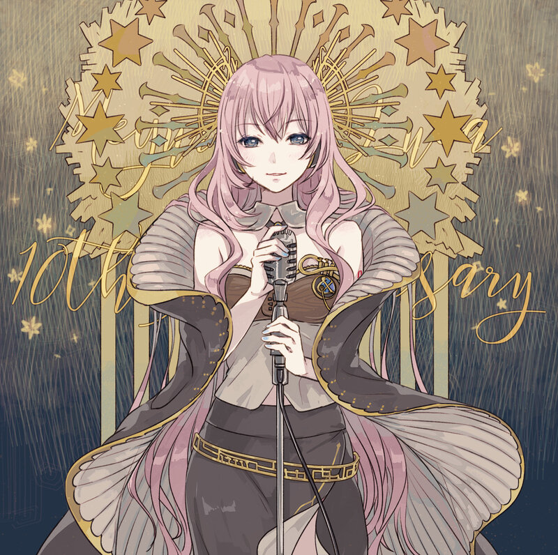 Anime Girl with Microphone — Pink, Celebratory