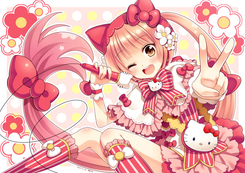 Anime Girl with Microphone — Pink, Cheerful
