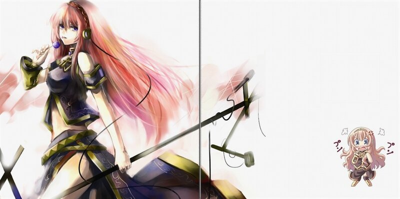 Anime Girl with Microphone — Pink, Dramatic, Digital Art