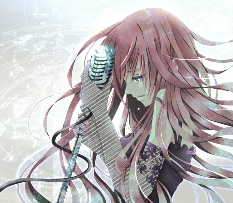 Anime Girl with Microphone — Pink, Dramatic, Long Hair