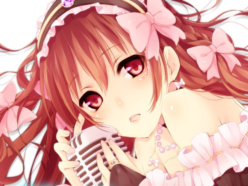 Anime Girl with Microphone — Pink, Innocent