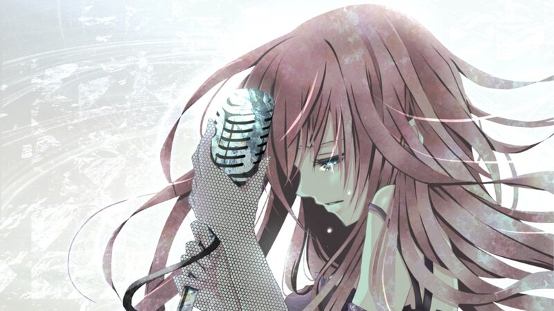 Anime Girl with Microphone — Pink, Melancholic